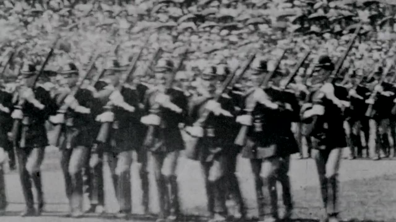 President McKinley Reviewing Troops At Pan-American Exposition (1901 Original Black & White Film)