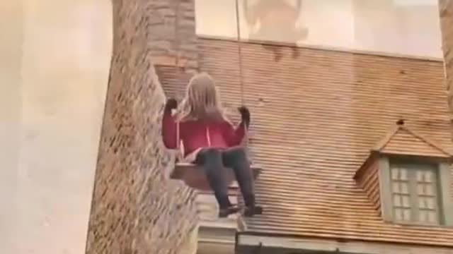 GIRL SWINGING UP THE SKY #shorts