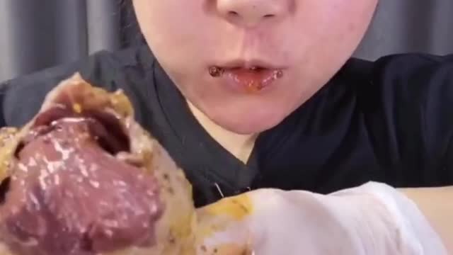 Fried Pig Intestine Sausage Mukbang ASMR