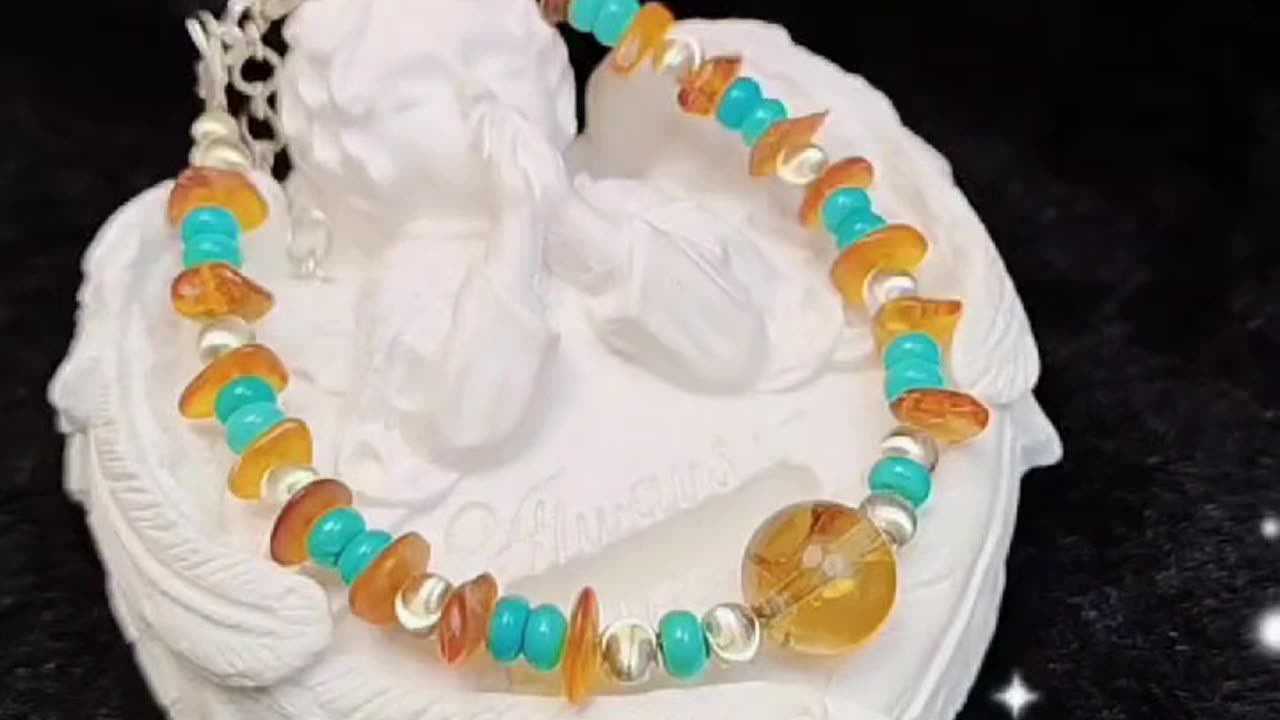 GN-20241025-01 Natural Amber S925 Silver Bracelet and Natural Turquoise Matching Bracelet Beautiful