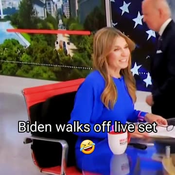 Joe Biden walks off set while the camera is still rolling after a live interview🤣