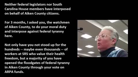 South Carolina Citizen Calls For Interposition Against Feds Of COVID Tyranny