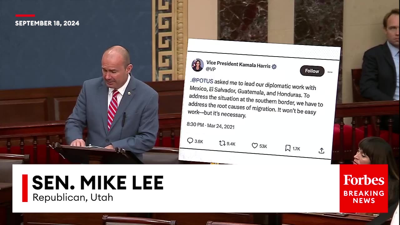 BREAKING NEWS: Mike Lee Brings The Receipts To Take Down Kamala Harris's Record As 'Border Czar'