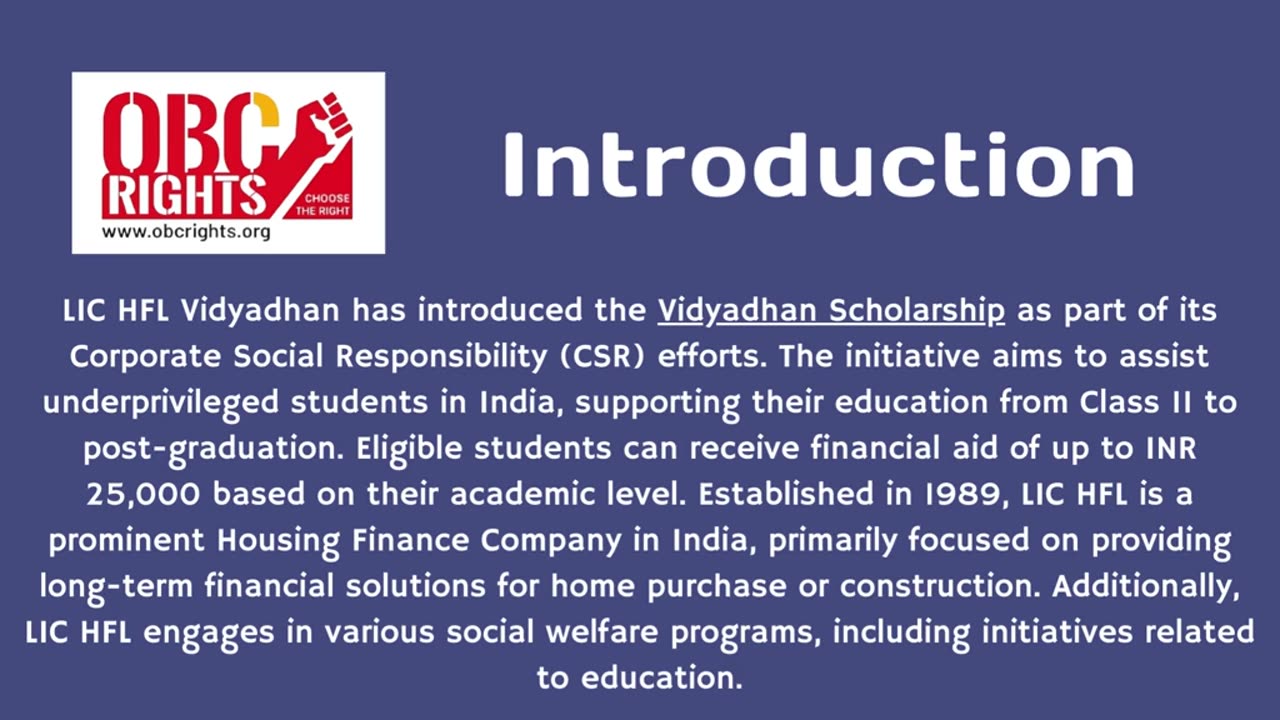 Eligibility for LIC HFL Vidyadhan Scholarship (Class 11)