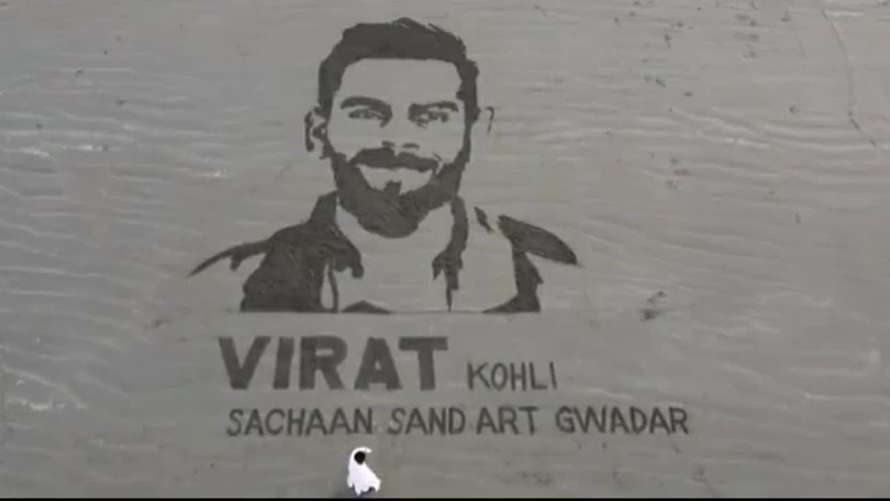 Virat Kohli Beautiful Sand Art by Sacchan Gawadar.