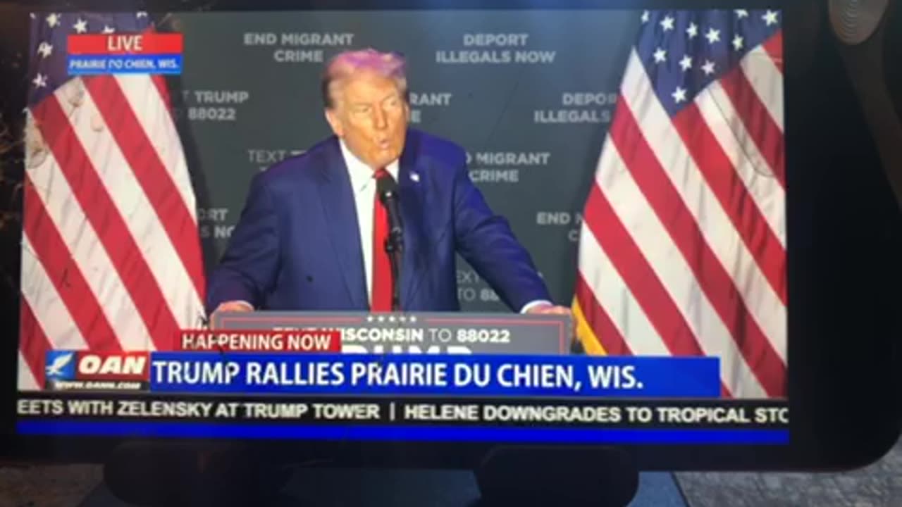 OANN live trump rallies prairie du chien Wisconsin Saturday 04:35 pm
