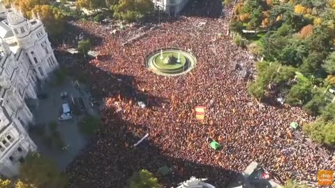 Mass protest against socialist PM Sánchez in Madrid, Spain.