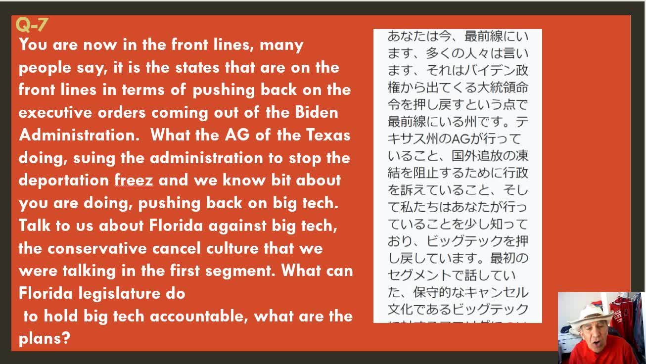 TV interview of Florida Governor Ron DeSantis Japanese by coach Alex #100-フロリダ州知事ロンデサンティスによるのテレビインタビューに日本語はコーチアレックス＃100でした