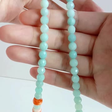 Orange Spiny oyster with faceted Amazonite beads handmade jewelry set beautiful gemstone gift