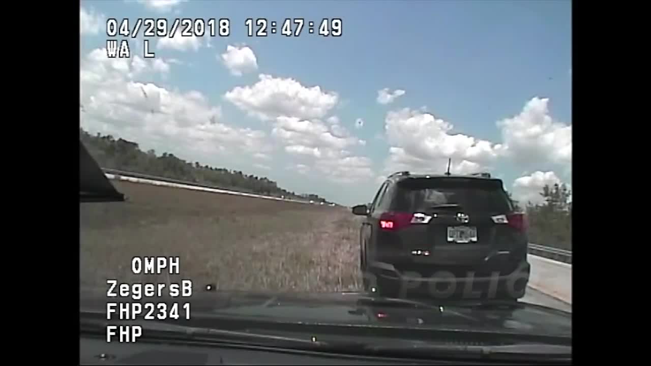 Florida Highway Patrol Pursuit Reaches 142 MPH, Cruiser Catches Fire