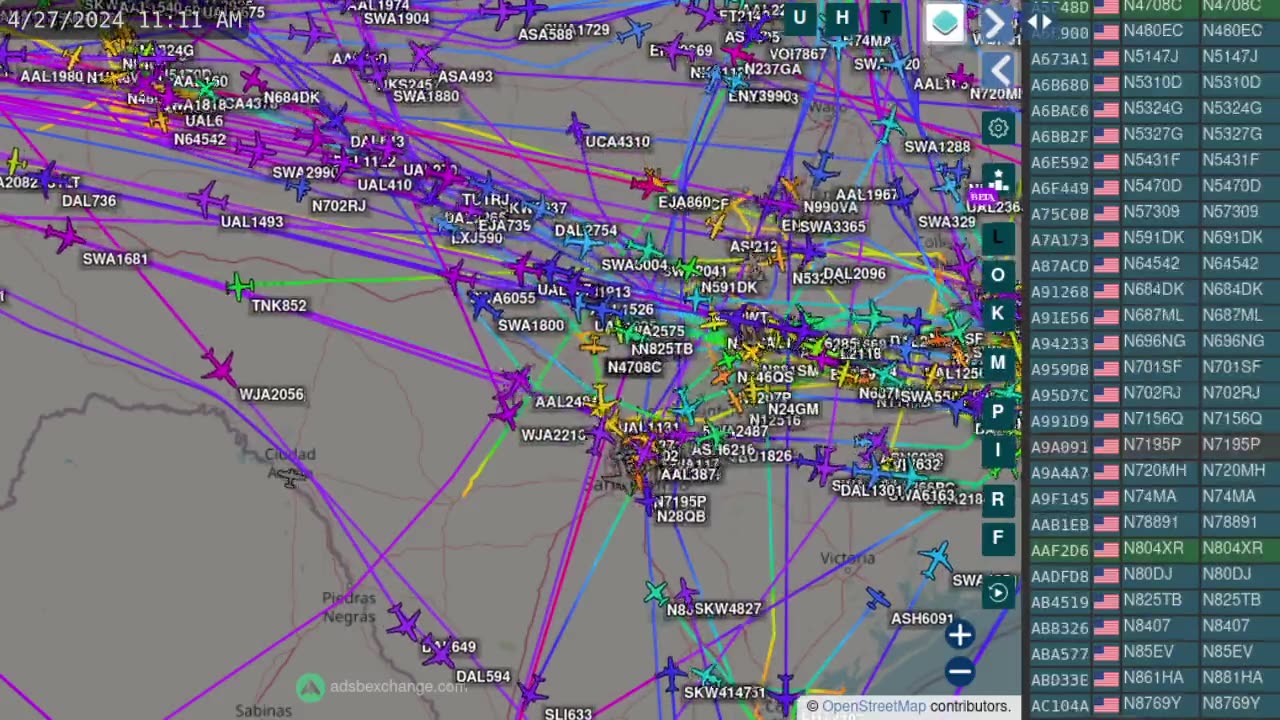 San Antonio Austin Texas Air Traffic Time Lapsed for April 28th 2024