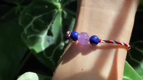 Tridatu Bracelet for Love and Career - Amethyst and Lapis Lazuli Crystal Bracelets