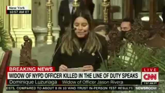 NYPD Officers Applaud Grieving Widow as She Delivers Message to DA Bragg