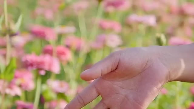 A girl with beautiful flowers