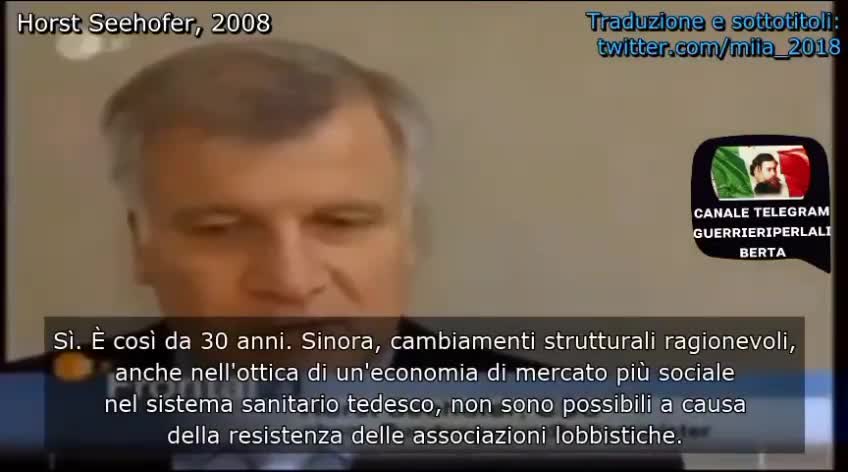 Ministro tedesco Seehofer nel 2008: La lobby farmaceutica è più potente della politica