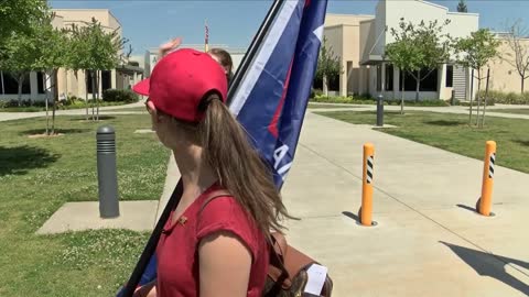 Squeaky Liberal Interrupts News Report On School Banning MAGA Hats