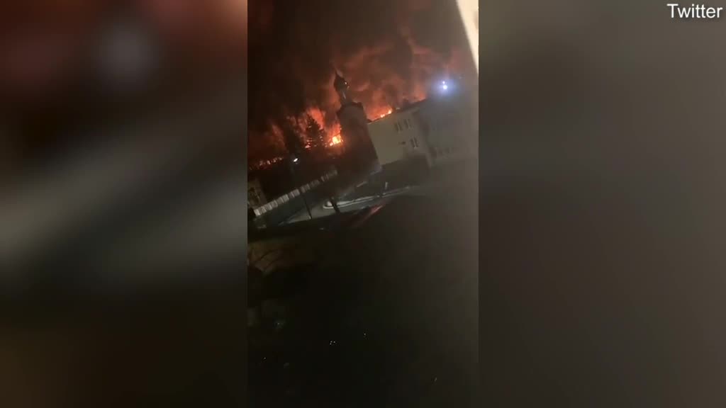 Huge fire in direction of Sumy Artillery School in Ukraine