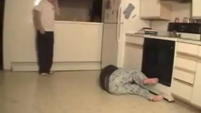 Fat Kid Breakdancing Hits Head HARD On Oven