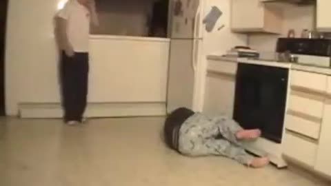 Fat Kid Breakdancing Hits Head HARD On Oven