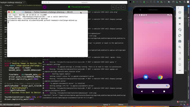 Selenium-Appium Python Script Sending Image from PC to Android Studio Emulator Device