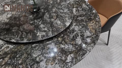 High end luxury platinum natural marble dining table with stainless steel base