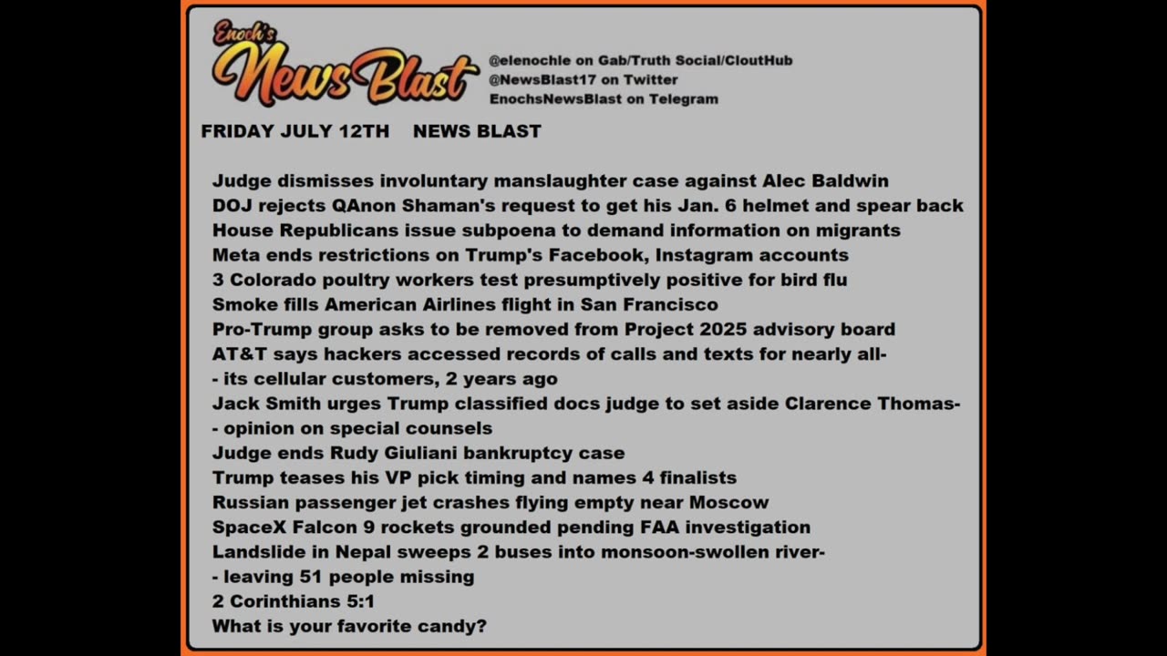 Friday, July 12, 2024 News Blast