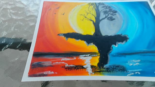 Beautiful picture in 5 minutes, oil pastel drawing technique