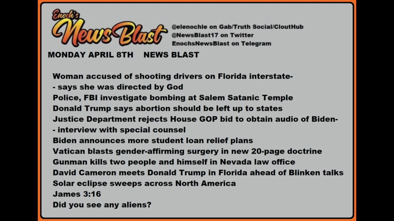 Monday, April 8, 2024 News Blast