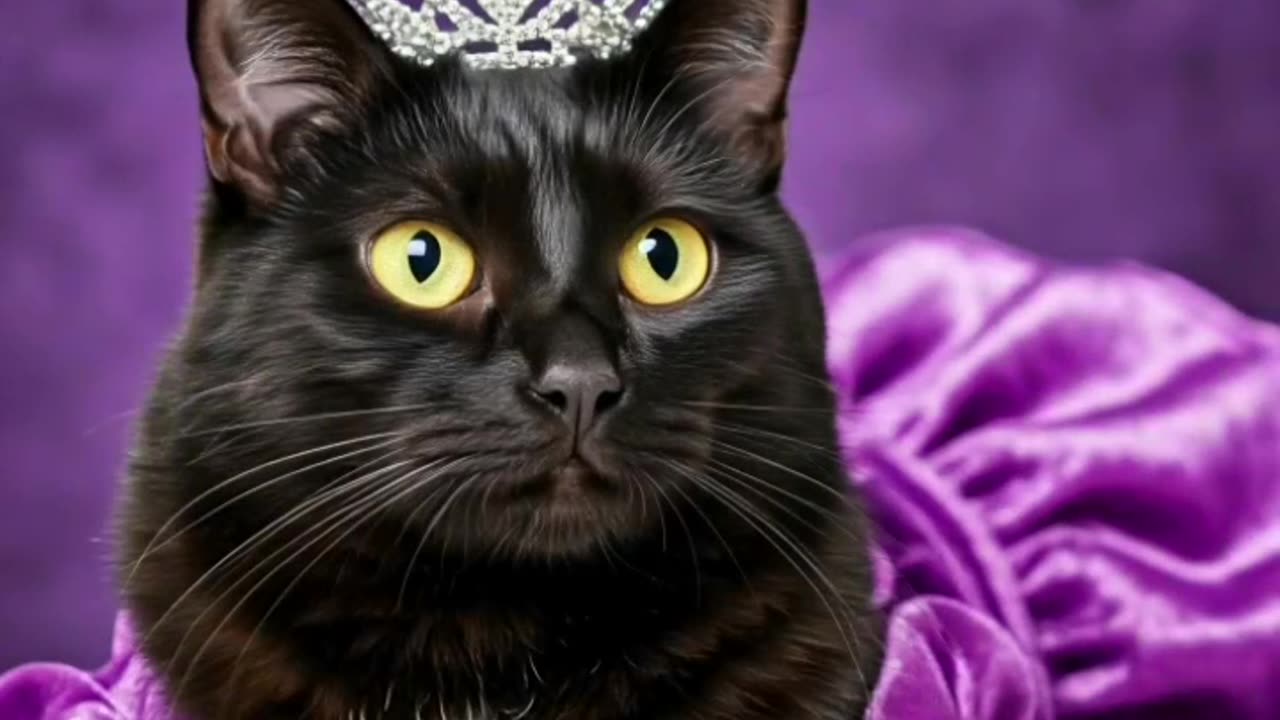 cute princess cat in purple dress