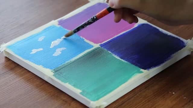 Draw White Clouds In The First Small Picture