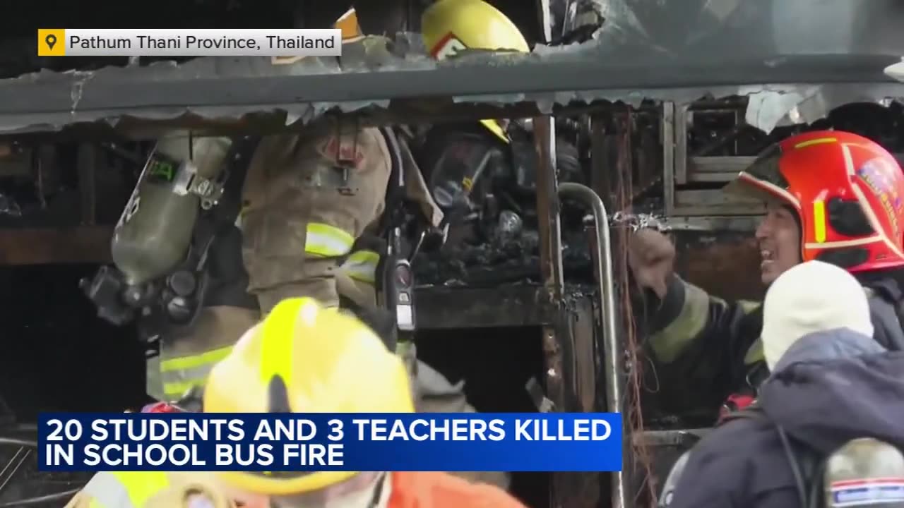 20 students, 3 teachers killed in Thailand school bus fire