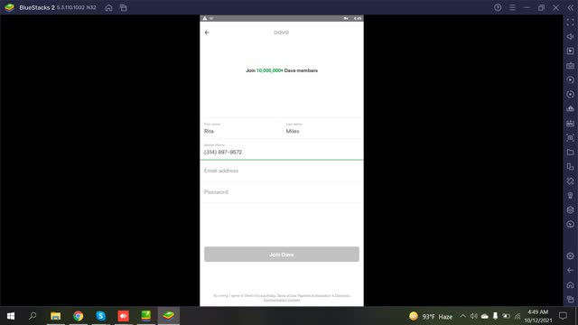 Free earning 5$USD in DAVE account creating