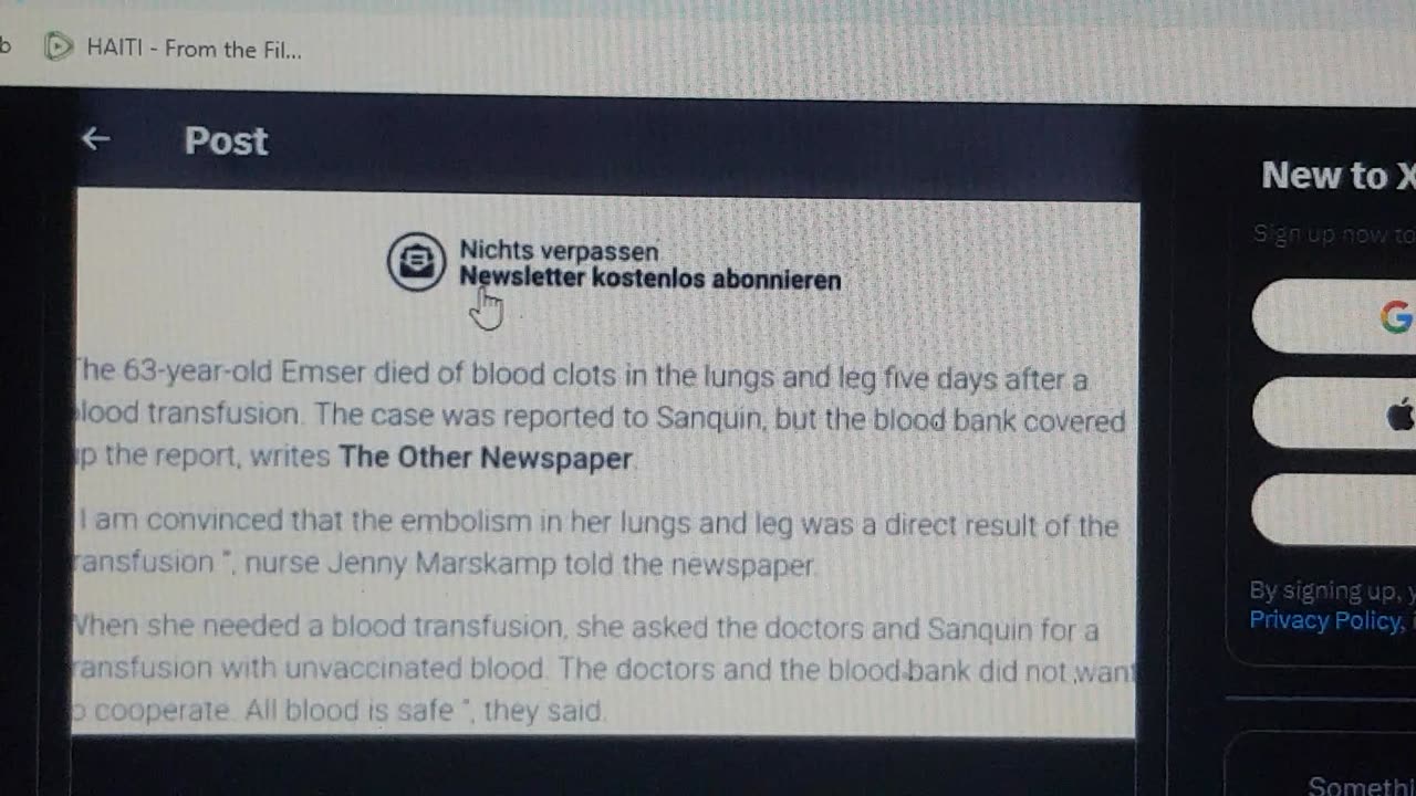 Dutch women needed a blood transfusion