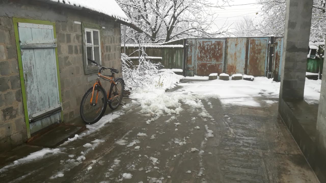 Removing snow in the yard