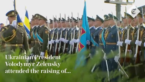 Zelensky taunts Russia at national flag ceremony ahead of Ukrainian Independence day