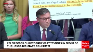 MIKE JOHNSON This Is No Time To Mince Words- GRILLS Christopher Wray About FBI Scandals -2023