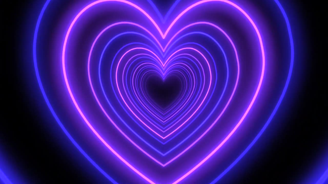 614. Heart Background💜💙Love Heart Tunnel Background Video Loop Heart