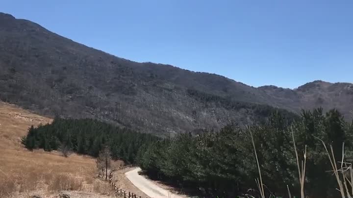 I'm hiking. The view is beautiful.
