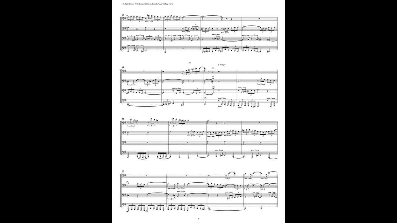 J.S. Bach - Well-Tempered Clavier: Part 2 - Fugue 10 (Euphonium-Tuba Quartet)