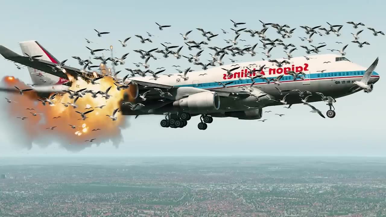 Battle batween plane and birds