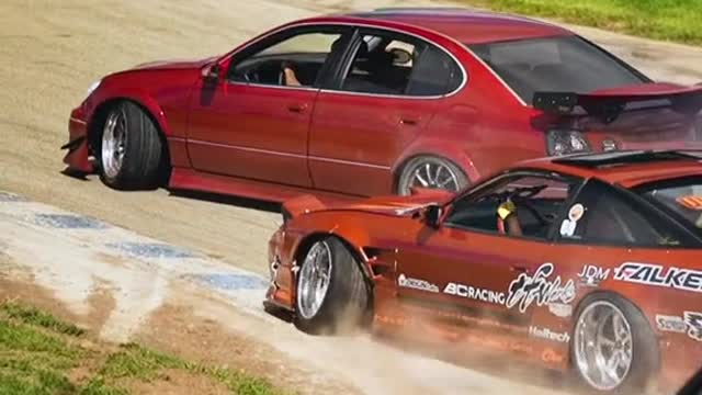 Slow-motion car repair during car race on the racetrack.