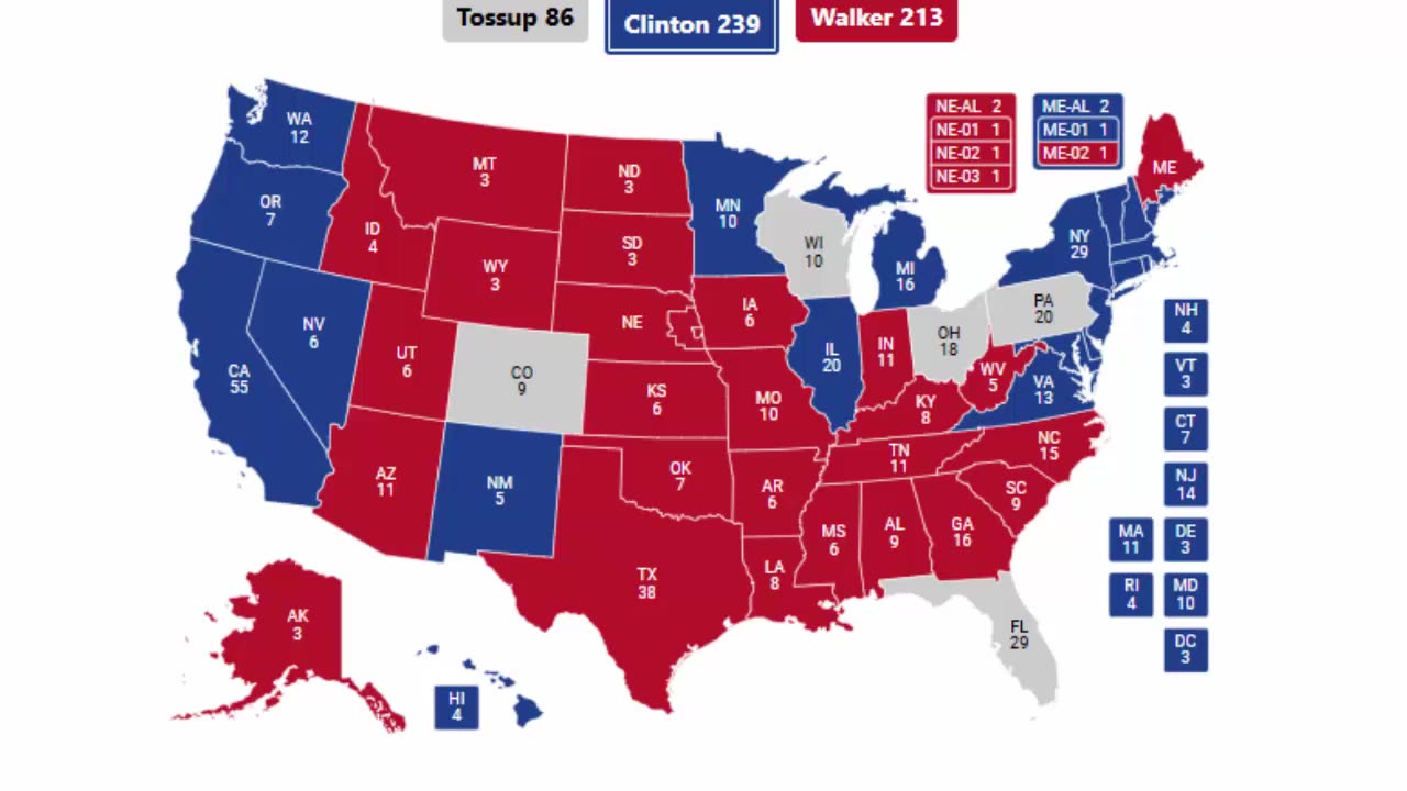 Alternate History 2016 Election Prediction - Hillary Clinton vs Scott Walker