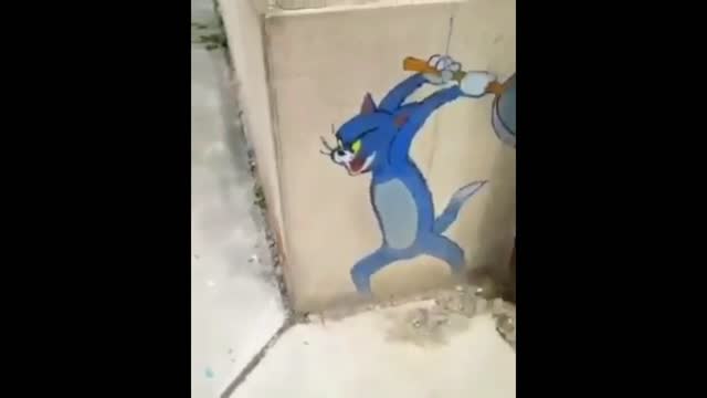 Funny drawing of Tom and Jerry