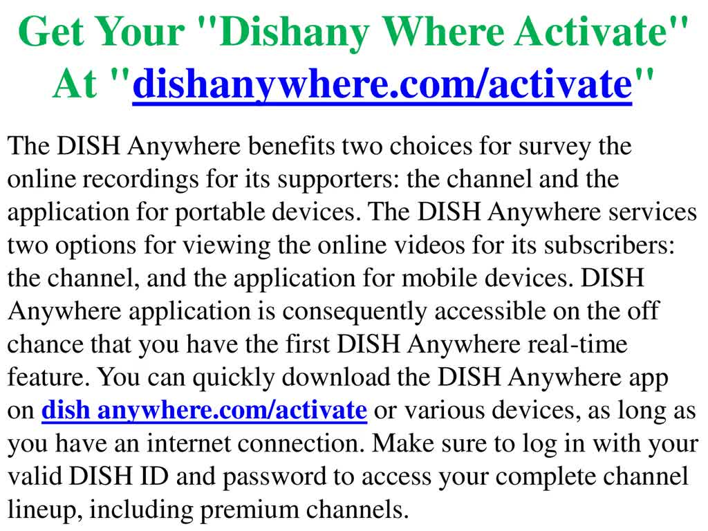 Get Your "Dish AnyWhere Activate" At "dishanywhere.com/activate"