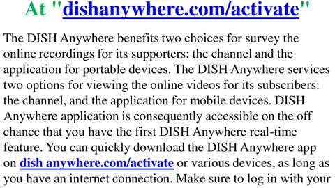 Get Your "Dish AnyWhere Activate" At "dishanywhere.com/activate"