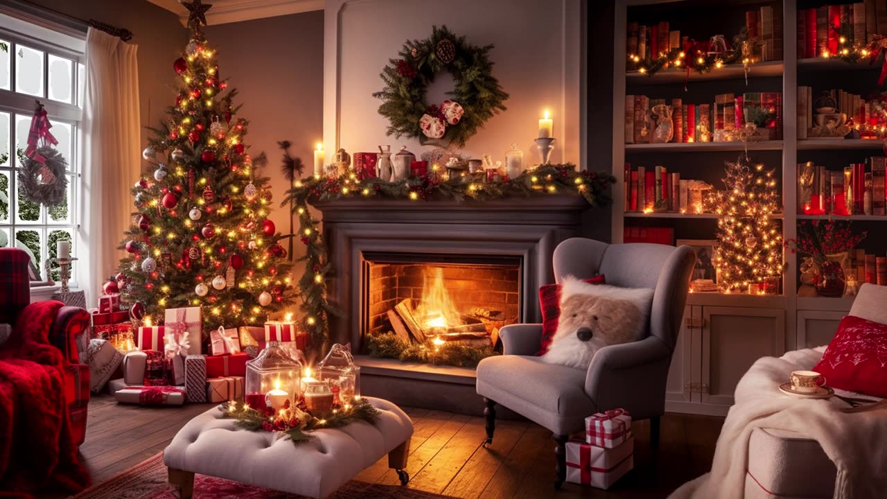 🎄 Christmas Music for Relaxing ❄️ Christmas Atmosphere Fills the Modern Living Room 🌙