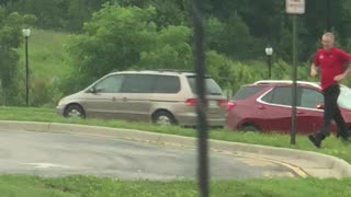 Dedicated Fast Food Employee Delivers Food