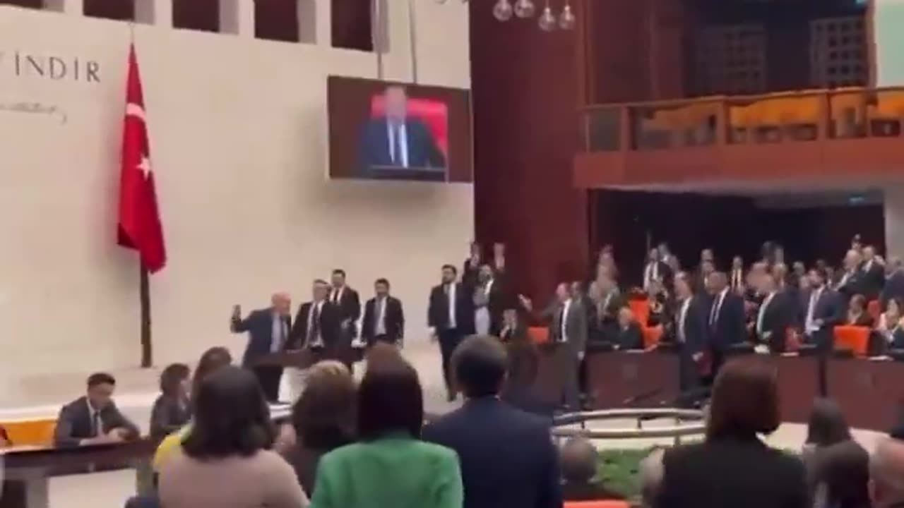 Major fist fight in the Turkish Parliament today between MPs of Erdogan’s party and Kurdish MPs