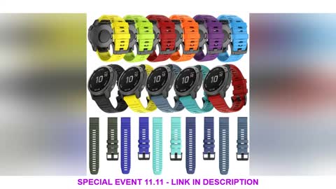 JKER 26 22MM Silicone Quick Release Watchband Strap for Garmin Fenix 6X Pro Watch Easyfit Wrist Band