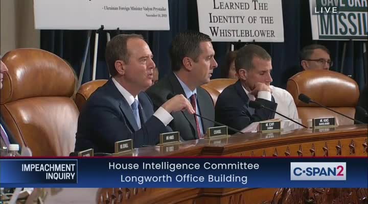Nunes questions witness-Schiff interrupts Nunes